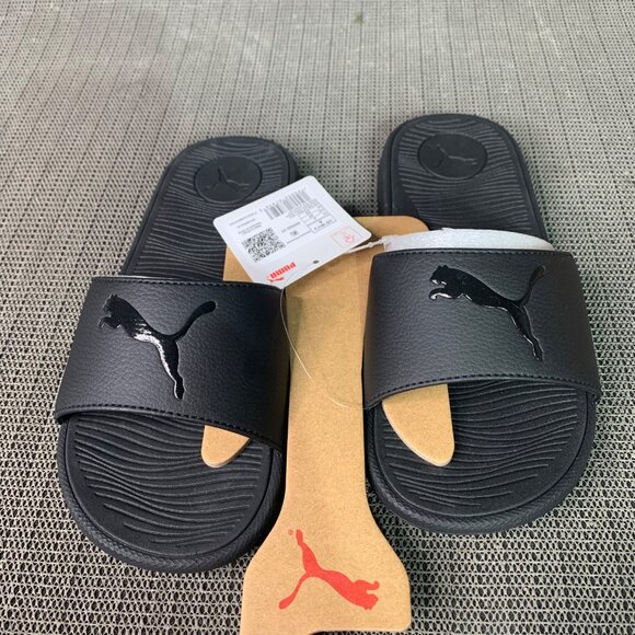 Puma Cool Cat 2.0 Sport Womens Size 6 Black on Black Slides Comfortable Sandals - Picture 1 of 5